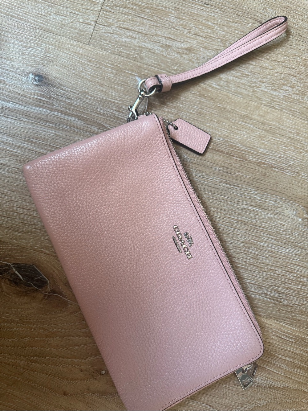 Coach Blush Pink Pebbled Leather Wristlet Clutch